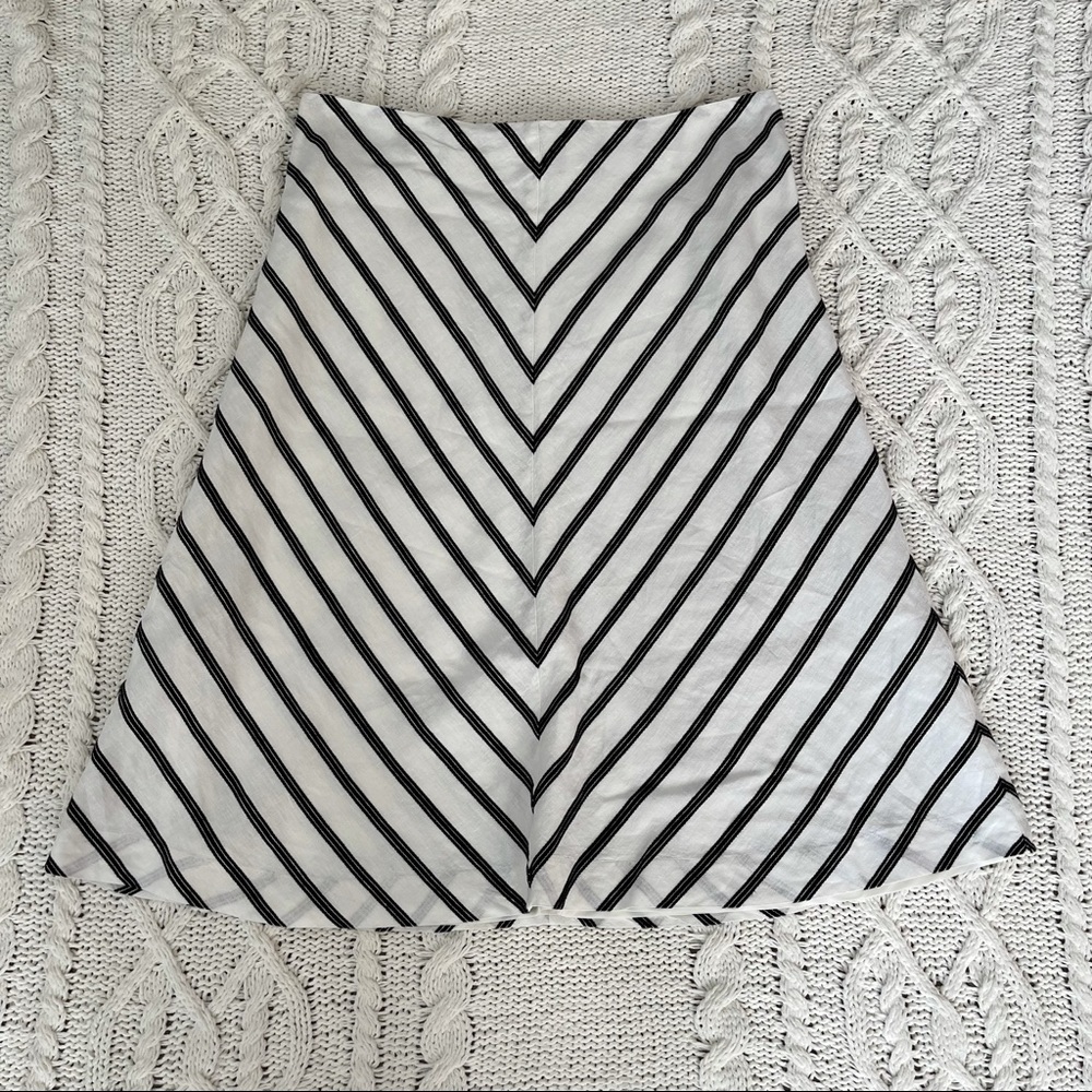 Talbots Linen Blend Black & White Midi Skirt